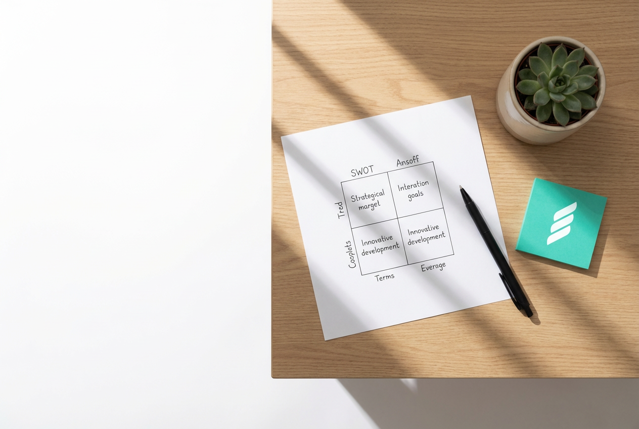 Präzise Entscheidungsmatrix auf einem Schreibtisch — Symbol für strukturierte Aufgabenverteilung