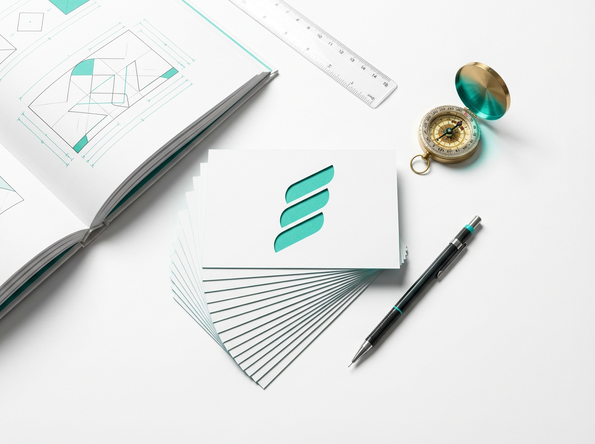 Strukturierte Wissensobjekte in präziser Anordnung — Symbol für machine-readable Markeninhalte