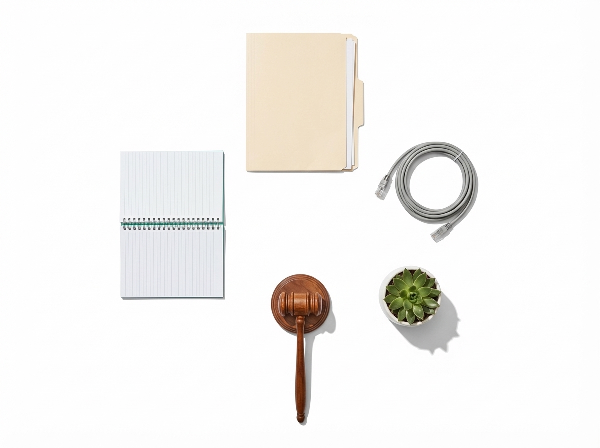 Fünf verschiedene Objekte in präziser Anordnung — Symbol für fünf Gremien mit je eigener Sprache