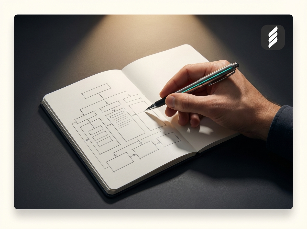 Strukturiertes Framework-Skizze — Symbol für strategische Ordnung